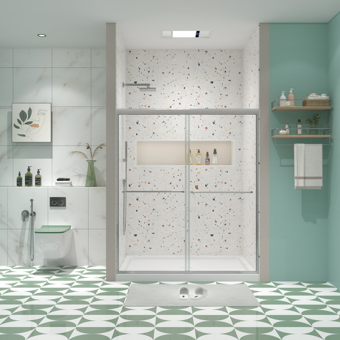 Bypass Shower Door, Sliding Door, With 1 4" Tempered Glass And Chromed Finish Chrome Bathroom Aluminium Alloy