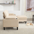 Beige Color Knock Down 3 Seat Combo Sofa With Storage Ottoman For Living Room Apartment Bedroom And Compact Room, Upholstered Sectional Couch, L Shaped Bench With A Footrest, A Individual Sto White Wood Primary Living Space Heavy Duty Pine 3 Seat Beige