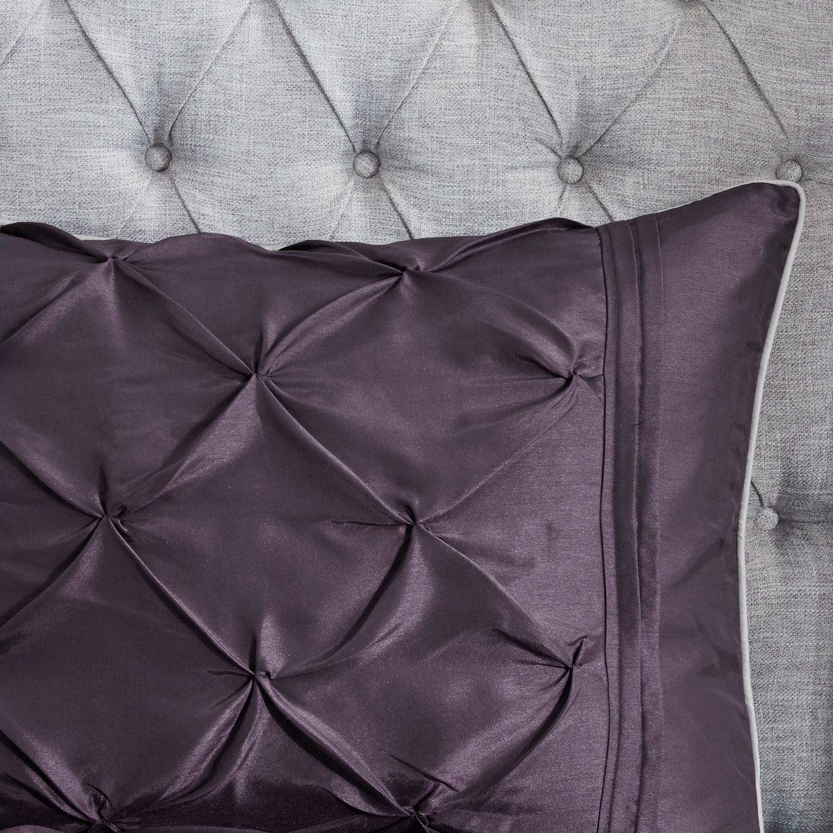 7 Piece Tufted Comforter Set Plum Queen Queen Plum Polyester