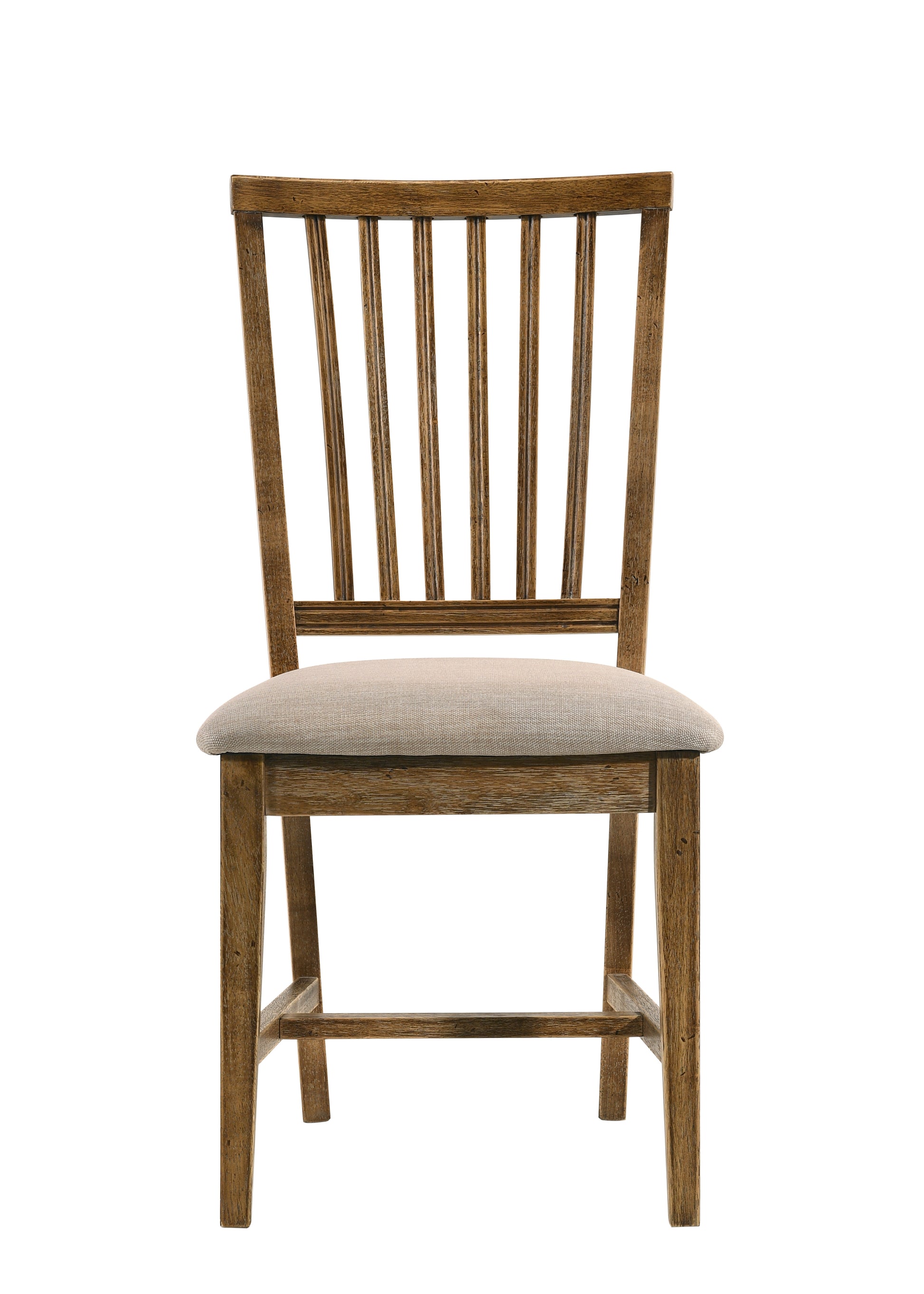 Wallace Ii Tan Linen & Weathered Oak Finish Side Chair Set Of 2 Oak,Tan Linen,Synthetic Wood