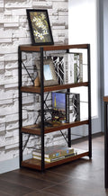 Bob Weathered Oak & Black Finish Bookshelf Black,Oak Metal,Synthetic Wood