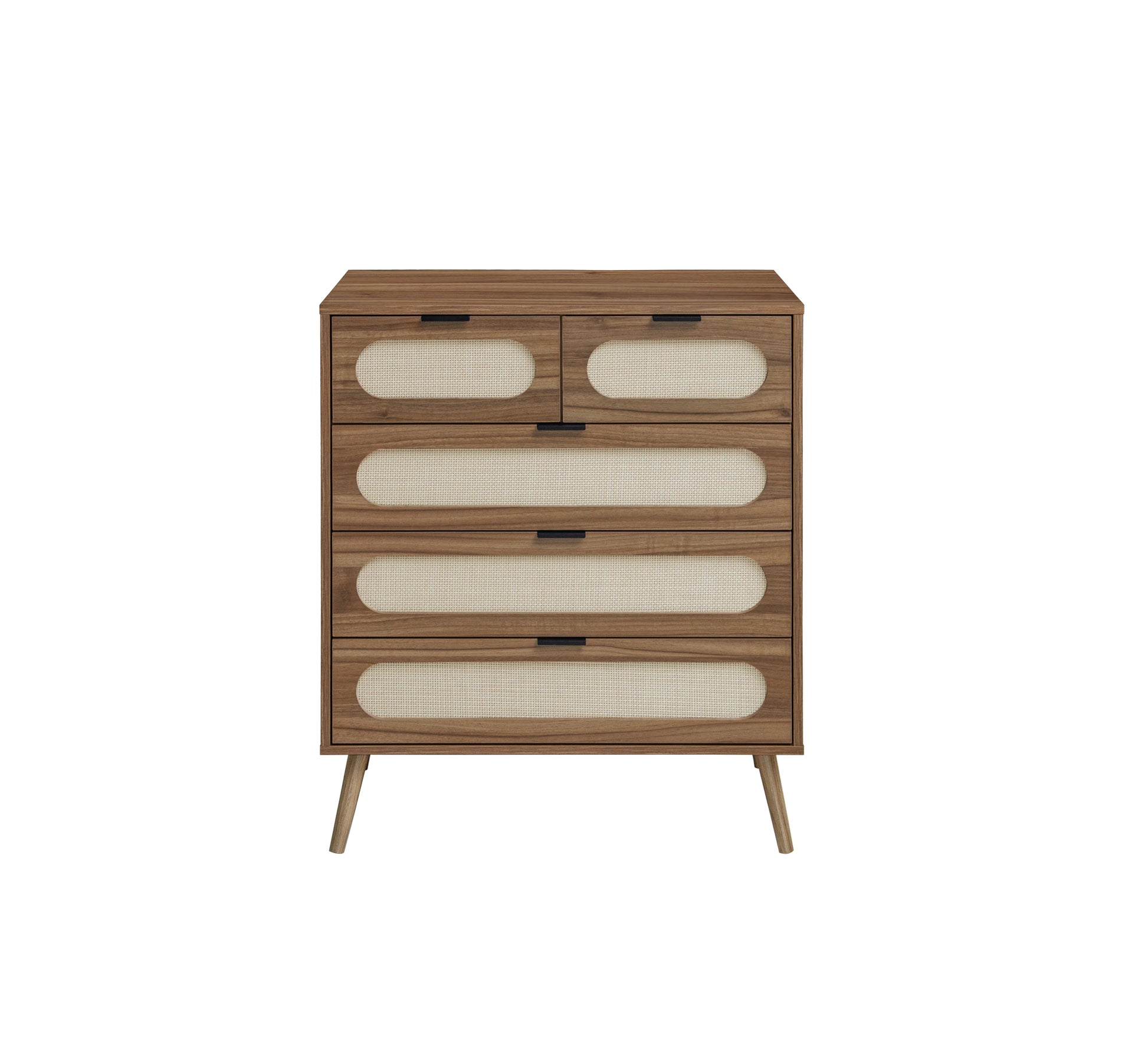 5 Drawer Cabinet, Accent Storage Cabinet, Suitable For Living Room, Bedroom, Dining Room, Study Walnut Mdf