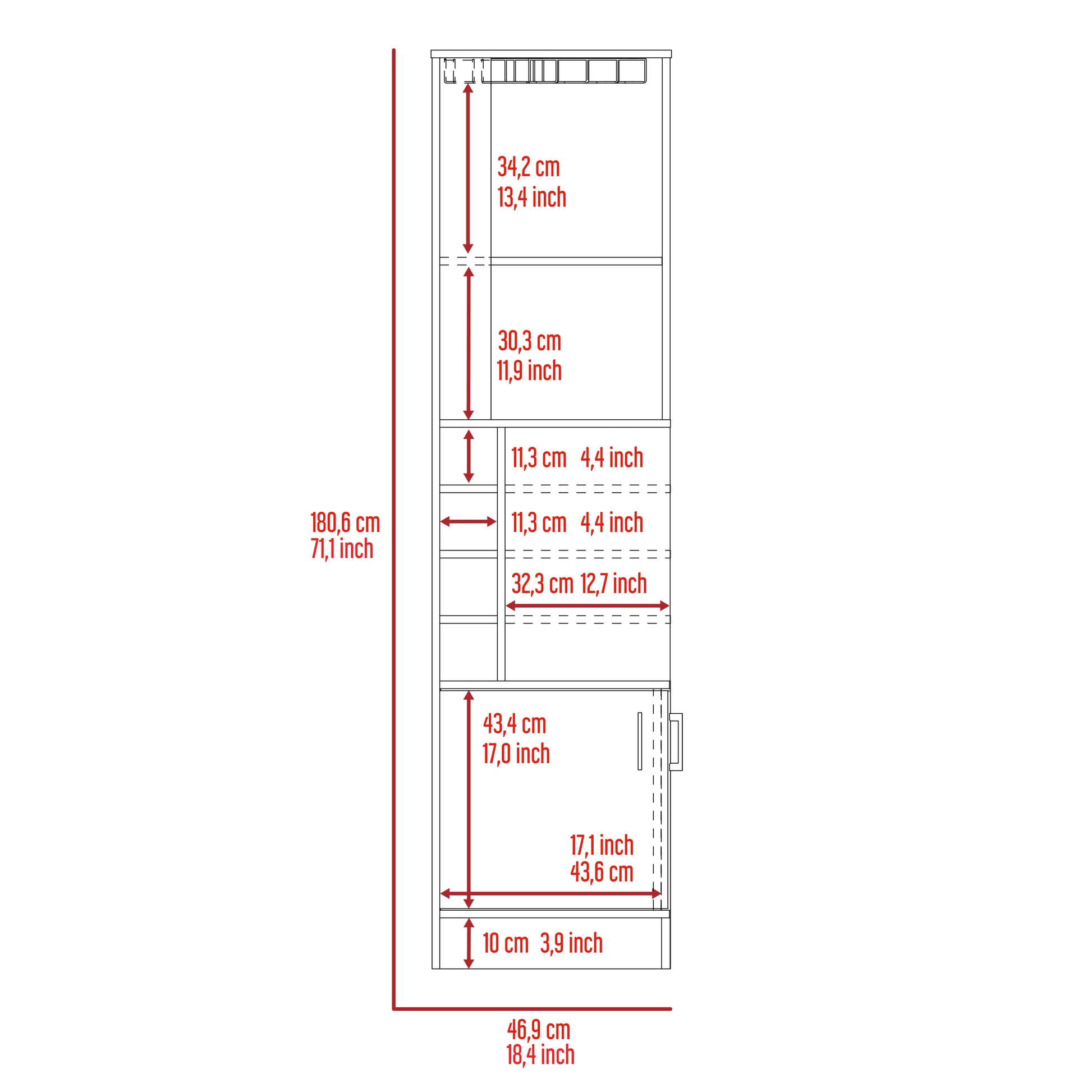 Seattle Bar Cabinet, Eight Bottle Cubbies, Two Large Open Shelves Freestanding 5 Or More Shelves Smoke Gray Primary Living Space Open Storage Space Contemporary Pine Melamine Melamine