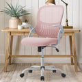 Sweetcrispy Office Mid Back Ergonomic Mesh Computer Desk Larger Seat Executive Height Adjustable Swivel Task Chair With Lumbar Support Pink Nylon Mesh