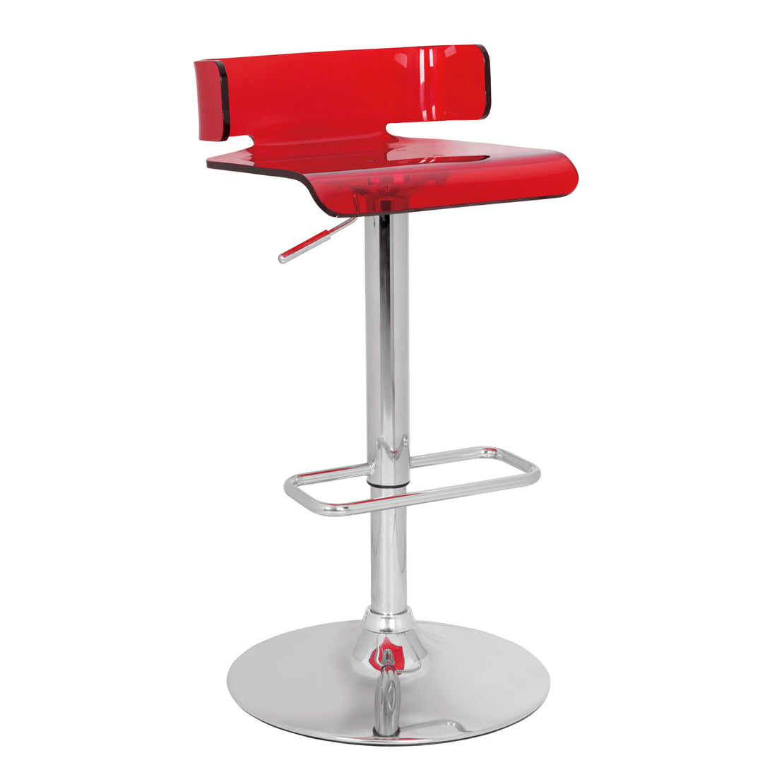 Red And Chrome Adjustable Swivel Stool Red Bar Stools & Counter Stools Bedroom Rectangular Modern Adjustable Metal