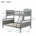 Twin Over Full Bunk Bed With Ladder, Safety Guardrail, Perfect For Bedroom, Gray Box Spring Not Required Twin Gray Wood Bedroom Bunk Pine