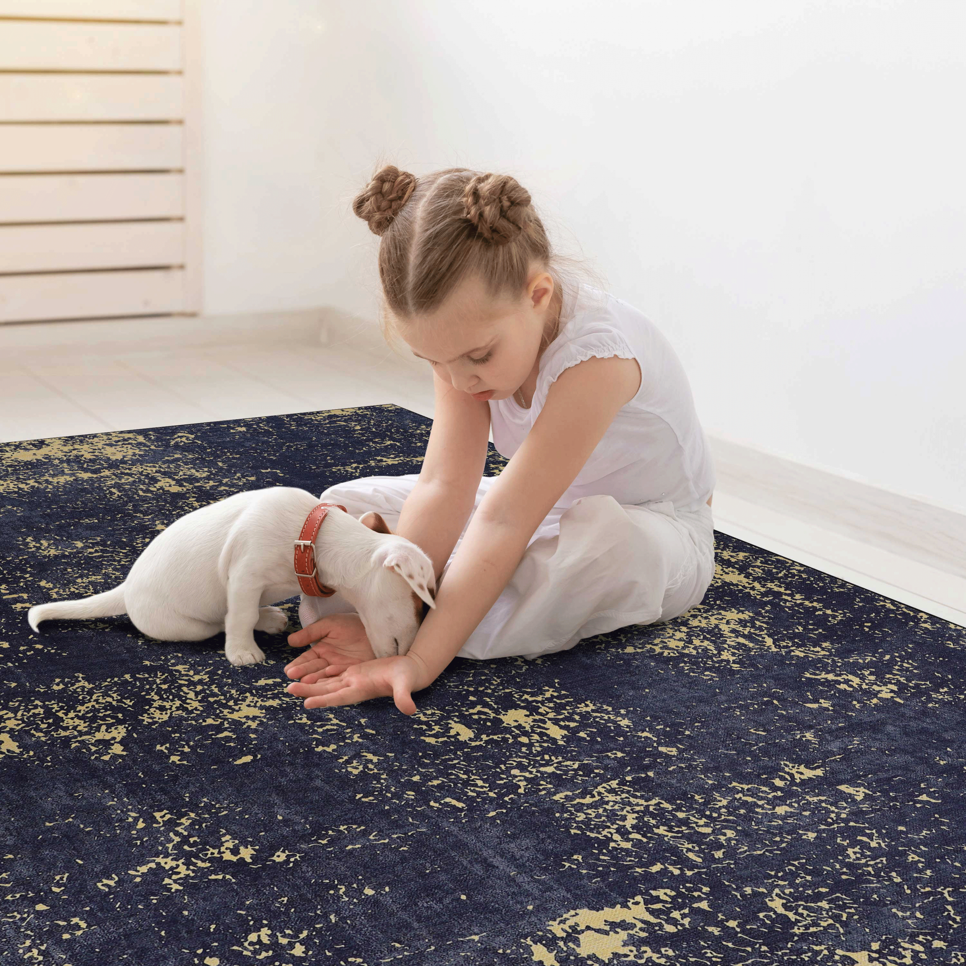 Naar 2X3 Machine Washable Area Rugs, Low Pile, Non Slip, Non Shedding, Foldable, Kid & Pet Friendly Area Rugs For Living Room, Bedroom, Kitchen, Dining Room Rug Perfect Gift, Black Gold, 2' X 3' Black Gold Chenille Polyester