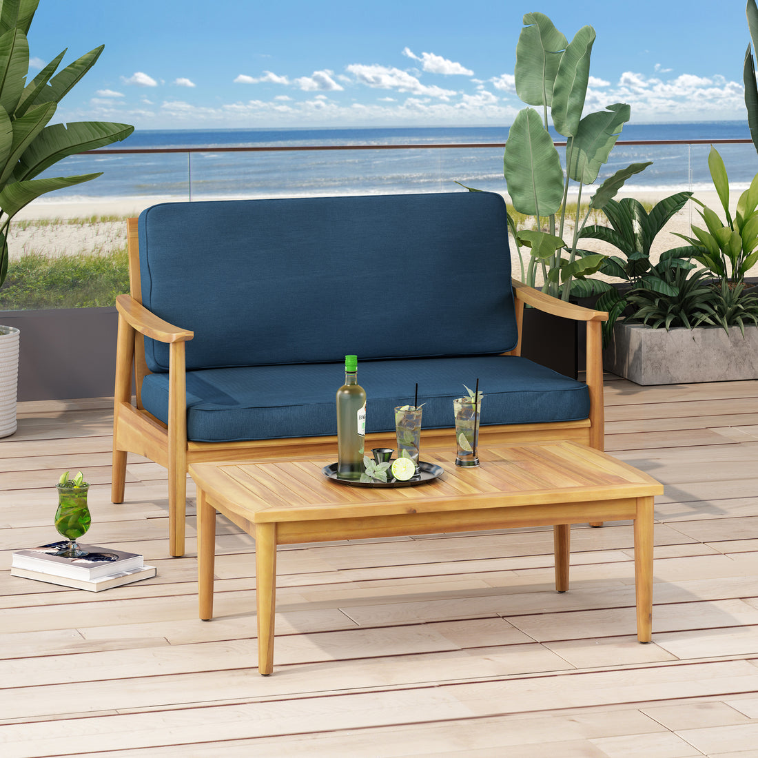 Willowbrook Seat Coffee Table Teak Acacia Wood