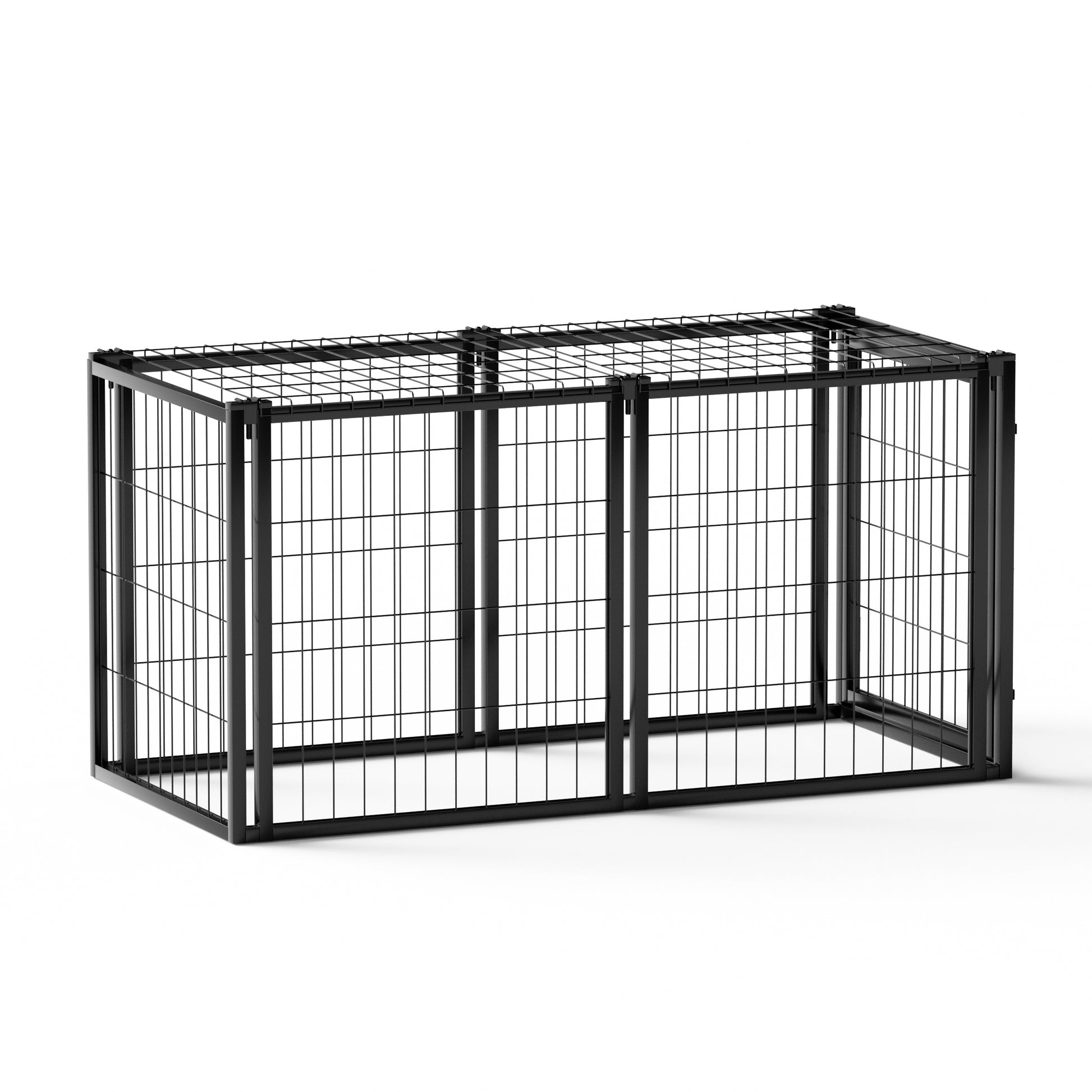 Dog Crate 47.2" Dog Kennel For Small Medium Dogs, Puppy Dog Playpen With Top, Pet Cage, Indoor, Black.47.2"L X 22"W X 24"H. Black Iron