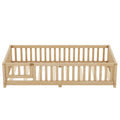 Twin Size Bed Floor Bed With Safety Guardrails And Door For Kids, Natural Old Sku: W158090686 Twin Natural Pine