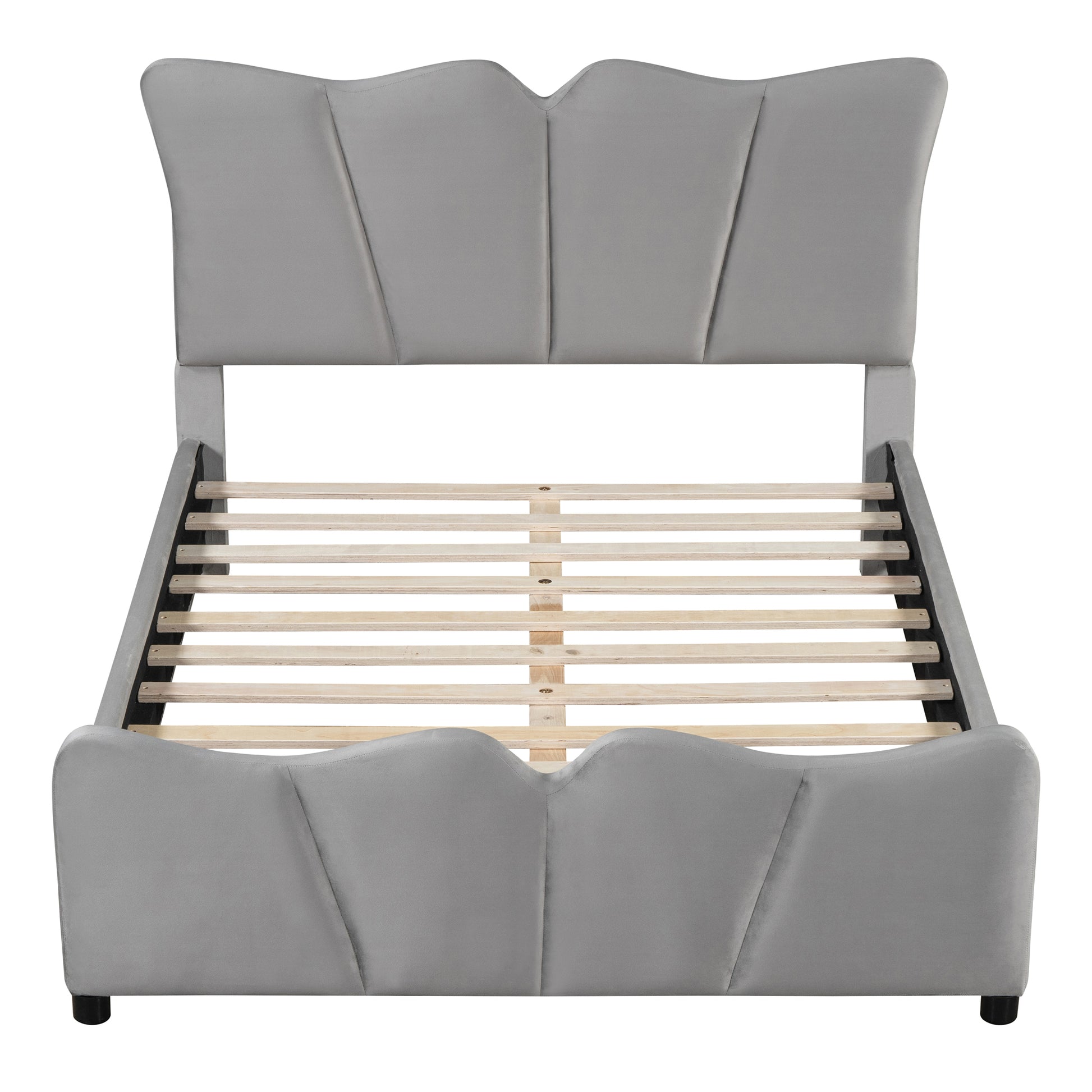 Full Size Upholstered Platform Bed Velvet Upholstered Bed, Gray Full Gray Velvet