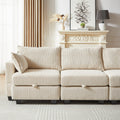 113.5'' Modular Sectiona Corduroy Sofa, Sectional Couches For Living Room U Shaped Sectional Couch With Storage Ottoman, 6 Seats Convertible Sectionals With Chaise Beige Corduroy 3 Seat