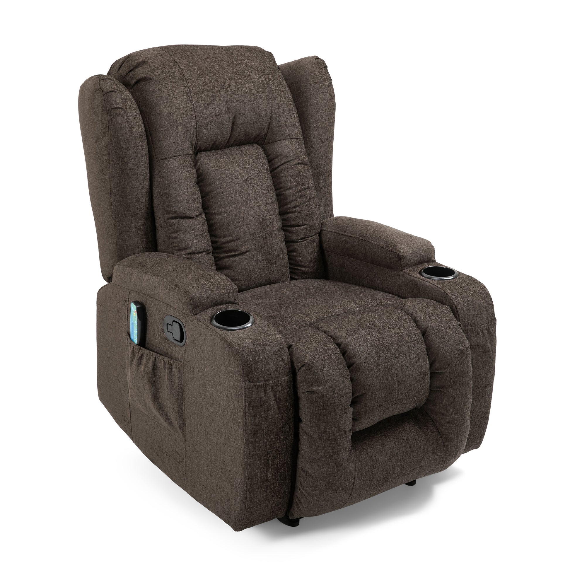 Massage Recliner Brown Fabric