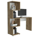 Vik Desk With Storage Cabinets, Four Shelves Multicolor Computer Desk Office Modern Freestanding Rectangular Open Storage Desk Particle Board Engineered Wood