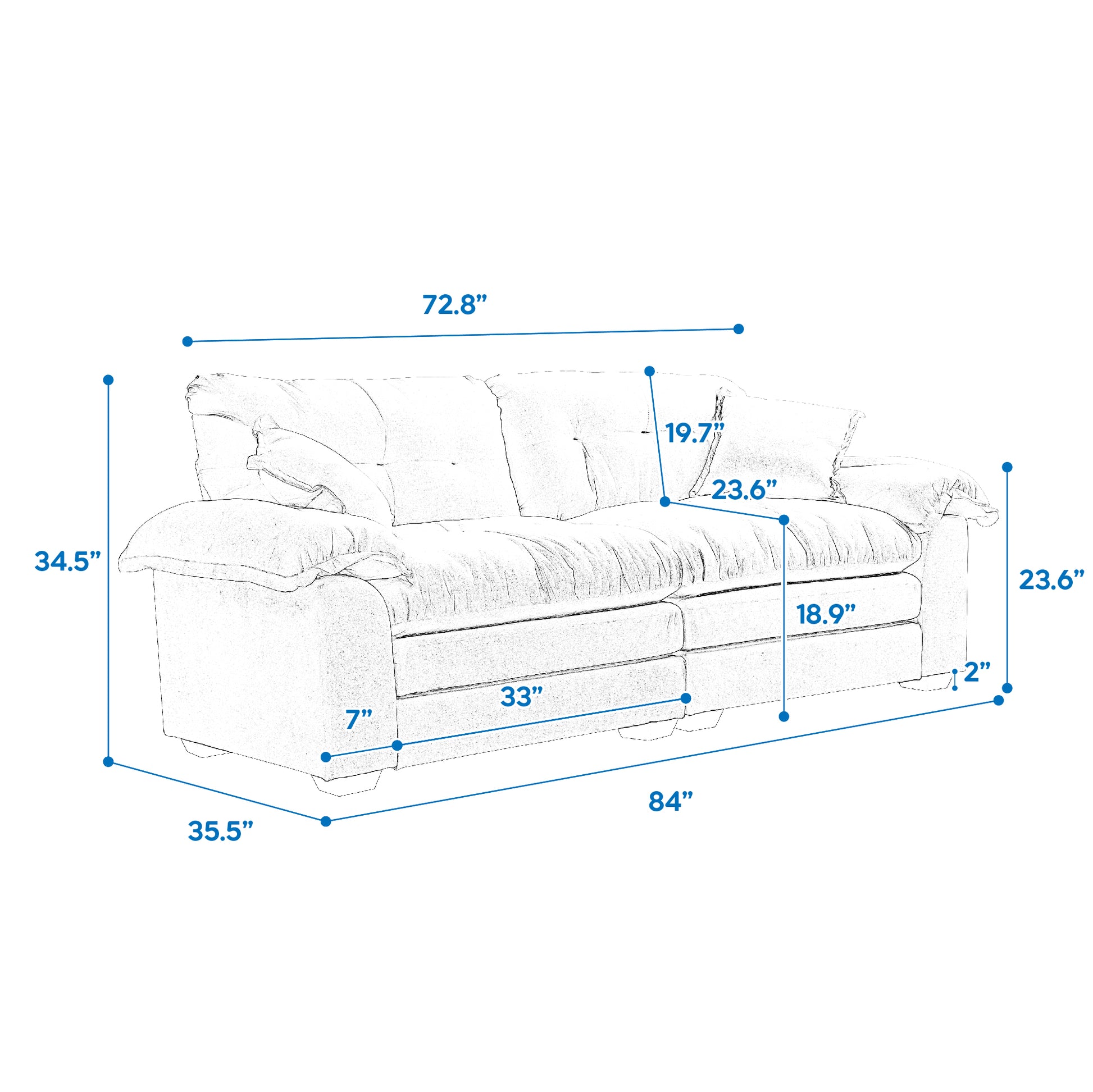 84" Chenille Recliner Sofa Small Sofa Loveseat Deep Seat Sofa Couch With 2 Throw Pillows & Memory Foam For Living Room Apartment Office Lounge Yellow Yellow Memory Foam Chenille,Upholstered 2 Seat