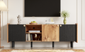 Mid Century Tv Stand With 3 Cabinets, Media Console Table For Tvs Up To 70'', Entertainment Center With Storage For Living Room, Bedroom, Home Theatre Black Brown Primary Living Space 60 69 Inches