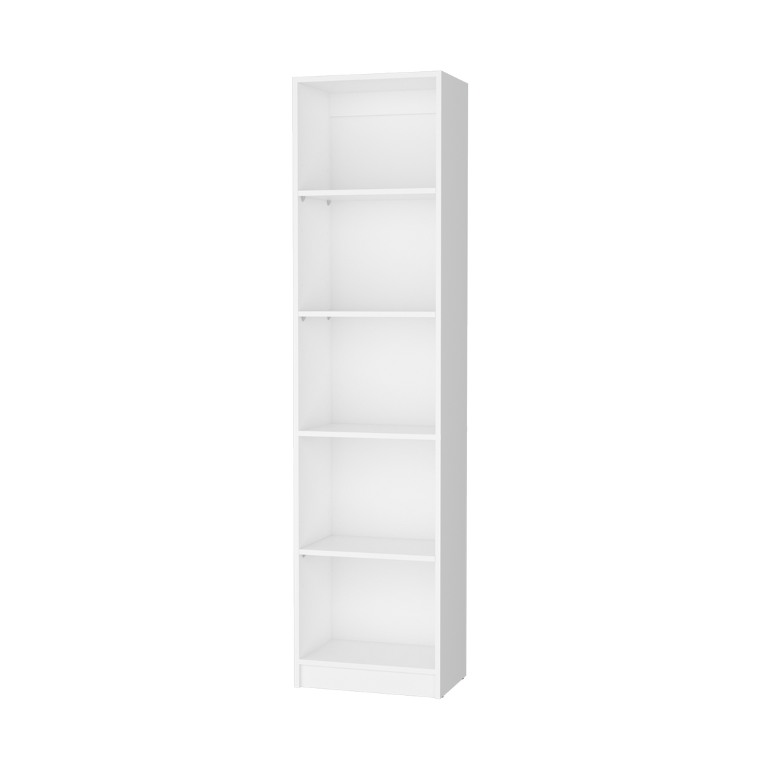 Sutton Slim Bookcase With Modern 5 Shelf Design White Particle Board Engineered Wood