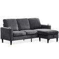 Modern Design Chenille 3 Seat L Shape Sectional Sofa With Storage Chaise For Apartment, Studio, Office,Living Room,L Shape Dark Grey Dark Gray Chenille Metal Primary Living Space Soft Modern Foam