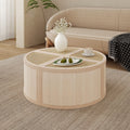 Round To Square Block Modular Coffee Table Light Natural Rattan With Storage 4 Piece Light Natural Rubber Wood