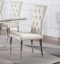 Set Of 2 Velvet Upholstered Dining Chairs, White And Chrome Solid White Dining Room Rectangular Dining Chairs Set Of 2 Steel,Velvet