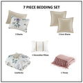 7 Piece Printed Seersucker Comforter Set With Throw Blanket Taupe Blush Full Queen Multicolor Polyester