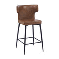 28Inch Counter Height Bar Stools Set Of 2, Modern Bar Upholstered Chairs With Pu Leather, Metal Footrest And Frame For Kitchen Island, Bar Table, Dining Room, Brown Solid Kitchen Solid Back Set Of 2