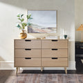 Mid Century Hans 6 Drawer Dresser With Cut Out Handles, Riviera Brown Mdf Mdf