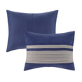 7 Pc Pieced Faux Suede Comforter Set Blue Cal King California King Blue Polyester