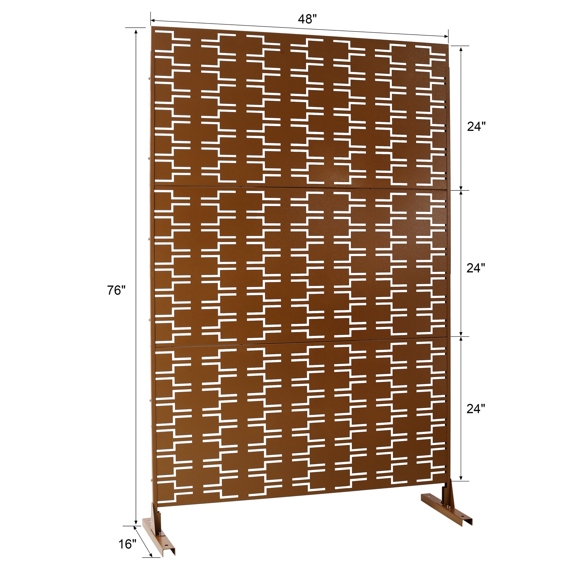 Outdoor & Indoor Privacy Screen Metal Privacy Screen 76" H 48" W, Freestanding Decorative Privacy Screen For Deck Balcony Patio, Privacy Fence Panels For Outside Lawn Garden Ps112 Brown Hammertone Brown Steel