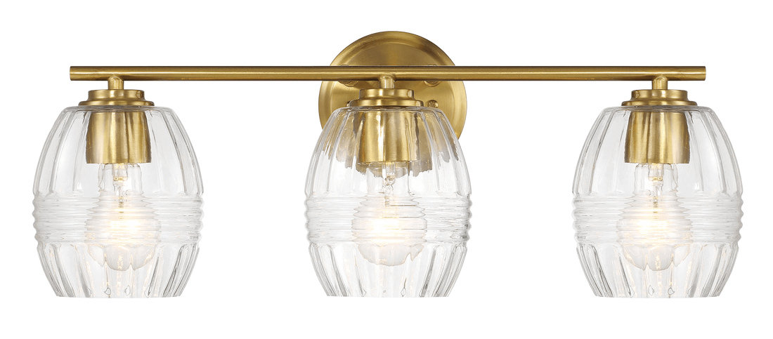 Luster Three Lights Vanity With Clear Glass For Bathrooms Above Mirror Wall Lamp Satin Brass Clear,Gold Brass,Glass