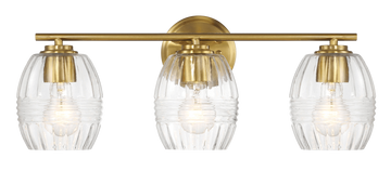 Luster Three Lights Vanity With Clear Glass For Bathrooms Above Mirror Wall Lamp Satin Brass Clear,Gold Brass,Glass