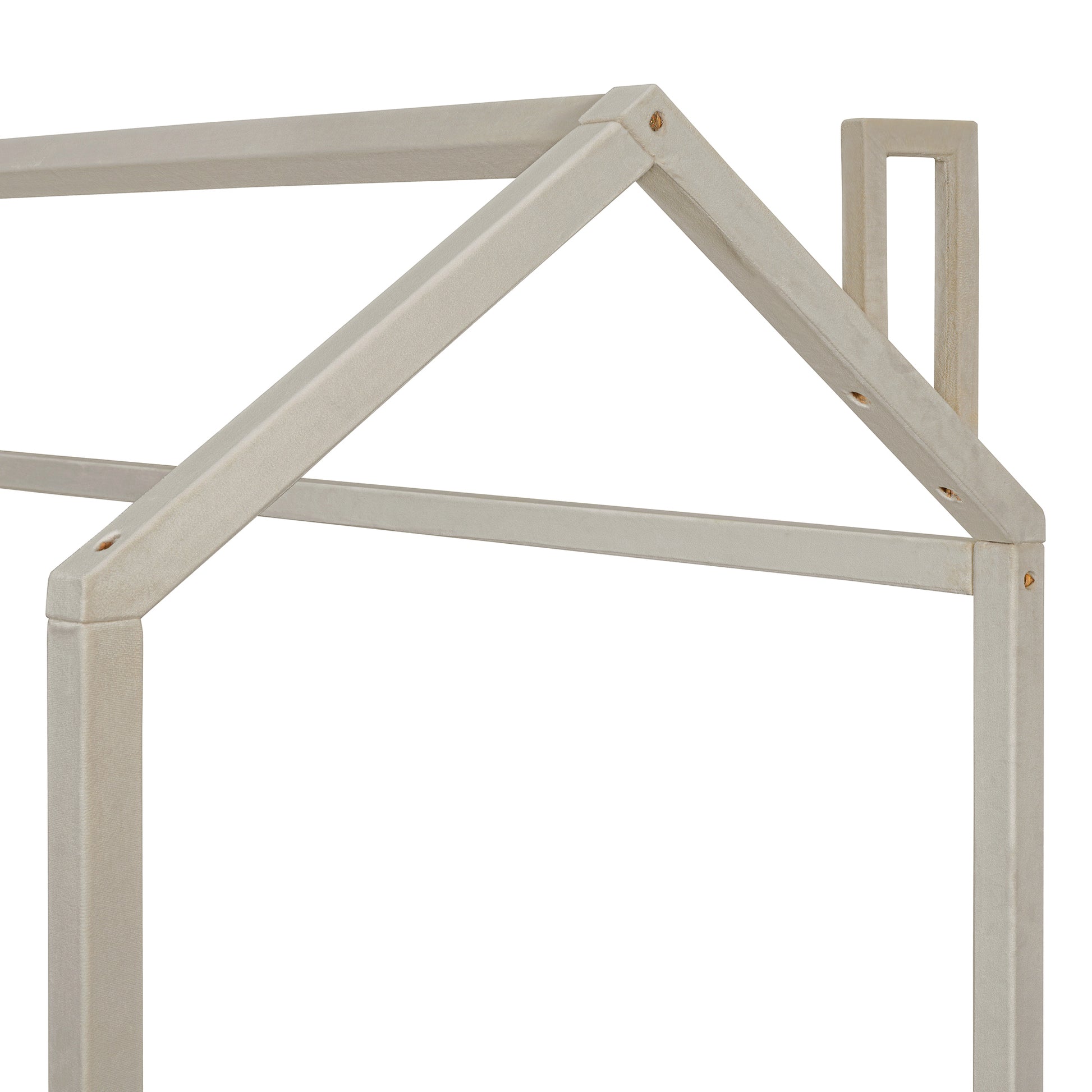 Twin Size Velvet House Bed Wood Bed, Beige Old Sku: Lp000125Aaa Beige Velvet