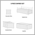 6 Piece Reversible Soped Edge Daybed Cover Set Seafoam Daybed Seafoam Microfiber