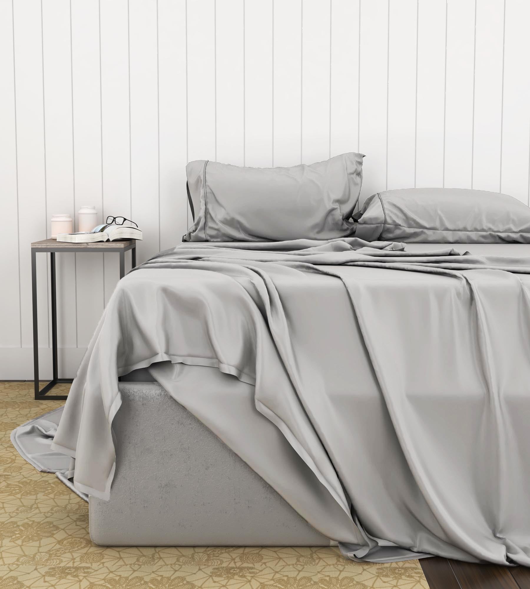 Bamboo Cotton Sheets Soft And Smooth With Viscose From Bamboo Light Grey Cal King Split Head Light Gray Cotton