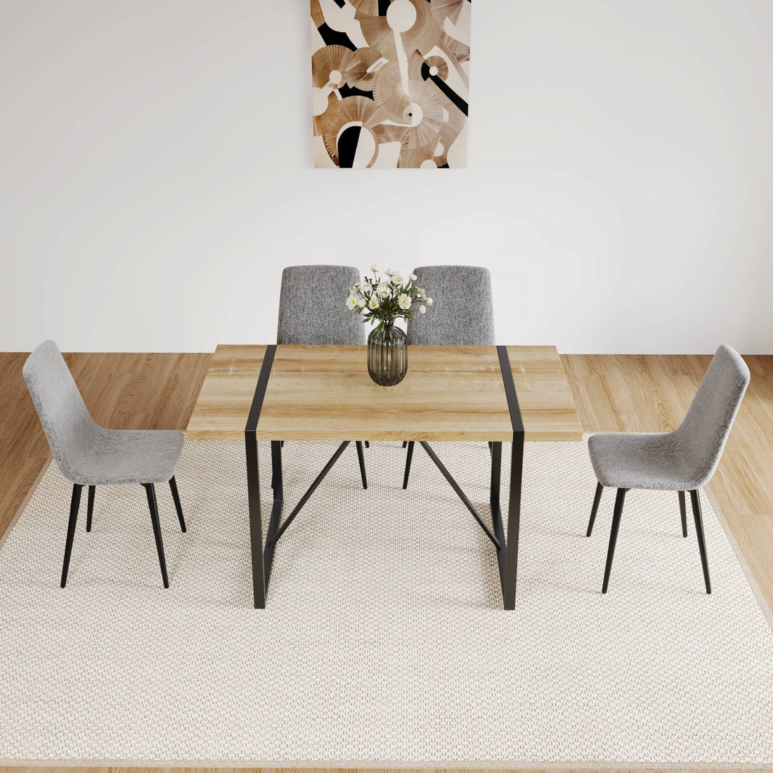 Dining Chairs Set Of 4,Modern Kitchen Dining Room Chairs,Upholstered Dining Accent Chairs In Linen Cushion Seat And Sturdy Black Metal Legs Grey Light Gray Foam Linen
