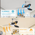 52'' Abs Blades Ceiling Fan With Lights And Remote 6 Speeds Adjustable Dc Motor Modern Ceiling Fan With 3 Abs Fan Blades & 2 Down Rods, Indoor Ceiling Fan With Light For Home Use Chrome American Design Abs Metal