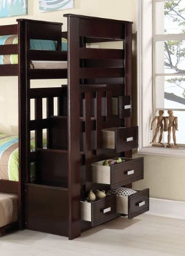 Allentown Espresso Finish Twin Twin Bunk Bed W Trundle & Storage Espresso Wood Synthetic Wood