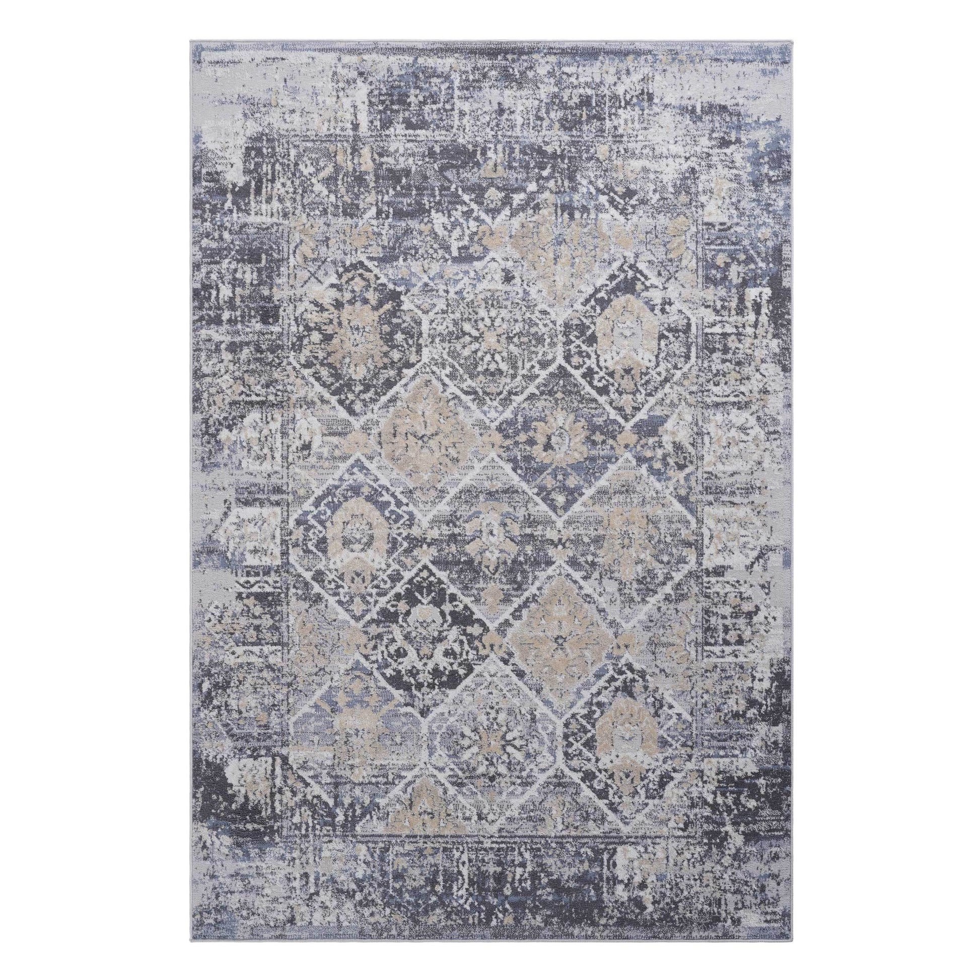 8X10 Grey Blue Traditional Non Shedding Living Room Bedroom Dining Home Office Stylish And Stain Resistant Area Rug Grey Blue Polyester