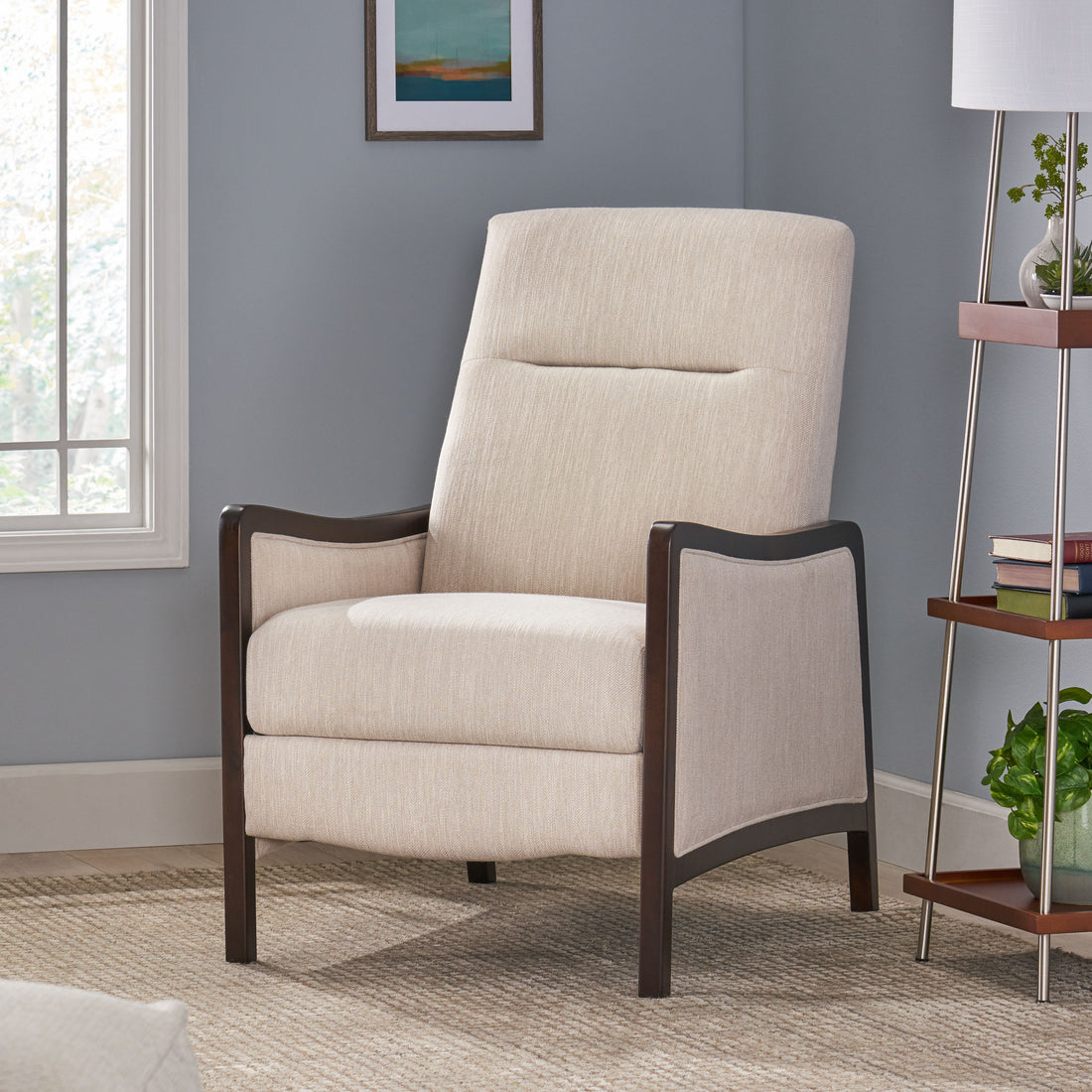 Recliner Chair Beige Fabric