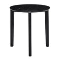 Living Room Coffee Table: Modern And Stylish 24 Inch Round Small Coffee Table, Imitation Marble Tabletop With Rubber Wood Solid Wood Legs, Wooden Coffee Table, Living Room, Office, Home Black Solid