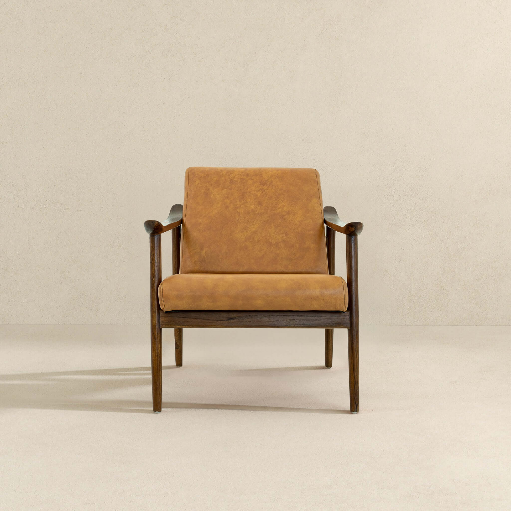 Brandon Antique Tan Leather Lounge Chair Brown,Tan Mid Century Modern Foam Genuine Leather,Solid Wood