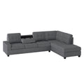 Modern Living Room 3 Piece Sectional Reversible Sofa Chaise Storage Ottoman Tufted Detail Dark Gray Microfiber Upholstered Drop Down Cup Holder Solid Wood Frame Furniture Dark Gray Microfiber Wood