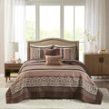 5 Piece Reversible Jacquard Bedspread Set Red Queen Queen Red Cotton