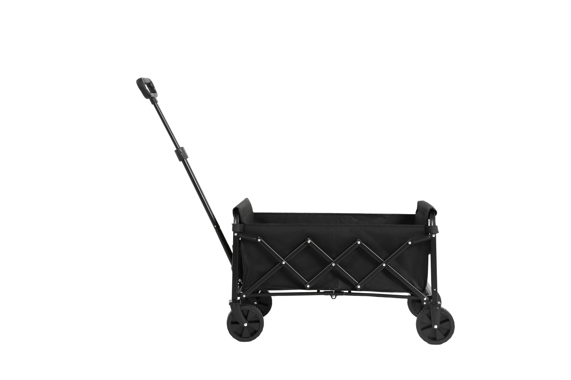 Lightweight Portable Heavy Duty Folding Beach Wagons With Wheels Outdoor Utility Carts For Grocery, Camping, Shopping, Sports, Garden With Large Capacity Black Black Steel