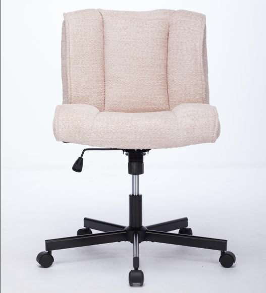 Armless Desk Chairs With Wheels Office Chair Vanity Chair With Technical Cloth Adjustable Swivel Computer Task Chairs For Home Base, Bedroom,Pink Pink Polyester Blend