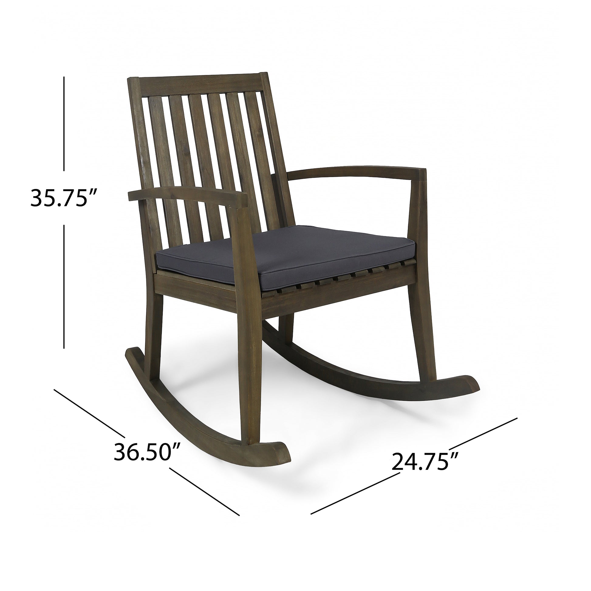 Montrose Rocking Chair Dark Grey Acacia Wood