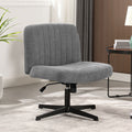 Office Chair Armless Desk Chair No Wheels, Fabric Padded Wide Seat Home Office Chairs, 115 Rocking Mid Back Cute Computer Chair For Bedroom, Vanity, Makeup,Dark Grey Dark Grey Foam Cotton Linen