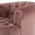 La Rosa Victorian Tufted Upholstered Accent Chair, Ash Rose Pink Velvet Pink Foam Velvet