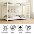 Metal Twin Over Twin Bunk Bed Heavy Duty Sturdy Metal Noise Reduced Safety Guardrail No Box Spring Needed,White Twin White Metal Metal