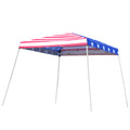 Outsunny Slant Leg Pop Up Canopy Tent With American Flag Roof And Carry Bag, Beach Canopy Instant Sun Shelter, Height Adjustable, 10'X10' Base 8'X8' Top Colorful Steel